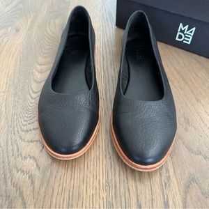 M4D3 Matilda Ballet Flats Tumbled Leather in Black Size 9.5M